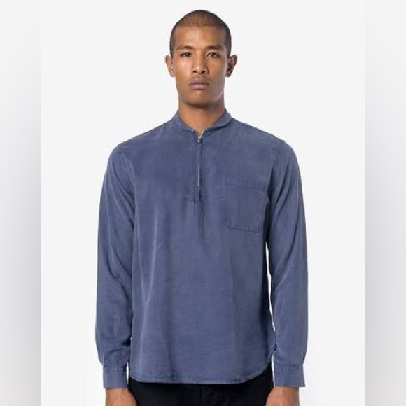 OUR LEGACY Shawl Zip Shirt steel Grey Lyocell - Picture 1 of 3